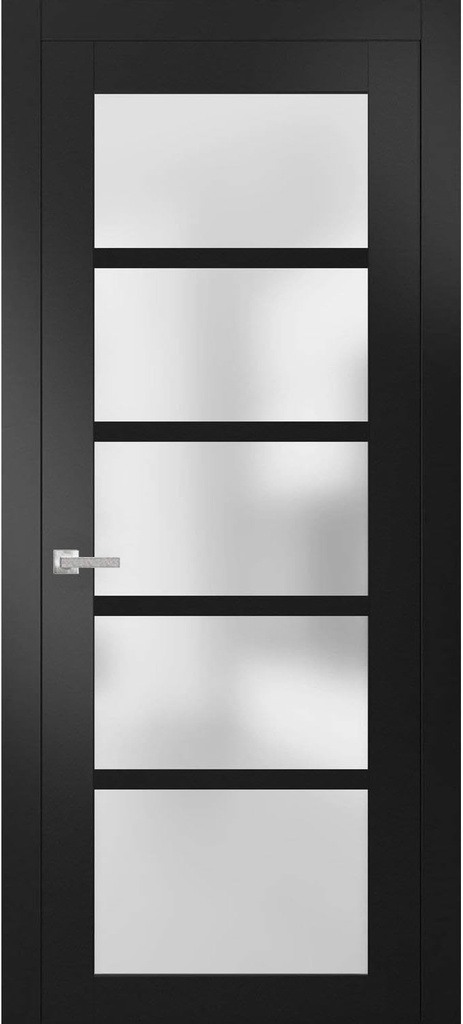 Sartodoors Quadro 4002 | 30 x 80 | Black Matte Interior Single Swing Door with Frosted Glass | Prehung Solid MDF Door in Modern French Style | Hardware Included