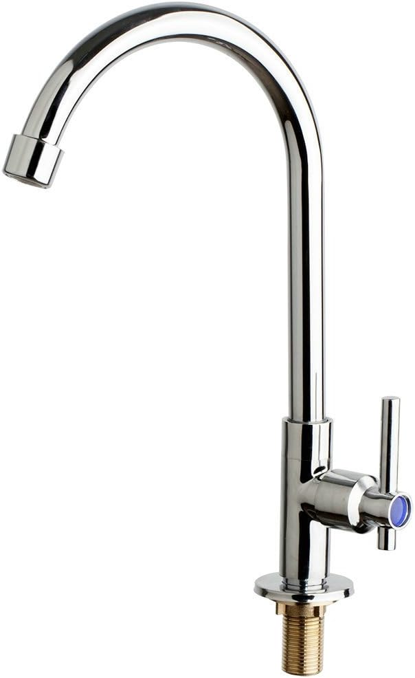 Stainless Steel Kitchen Faucet Single Cold Water Faucet,Chrome 360° Swivel Single Hole Tap for Bathroom,Outdoor Garden and Bar