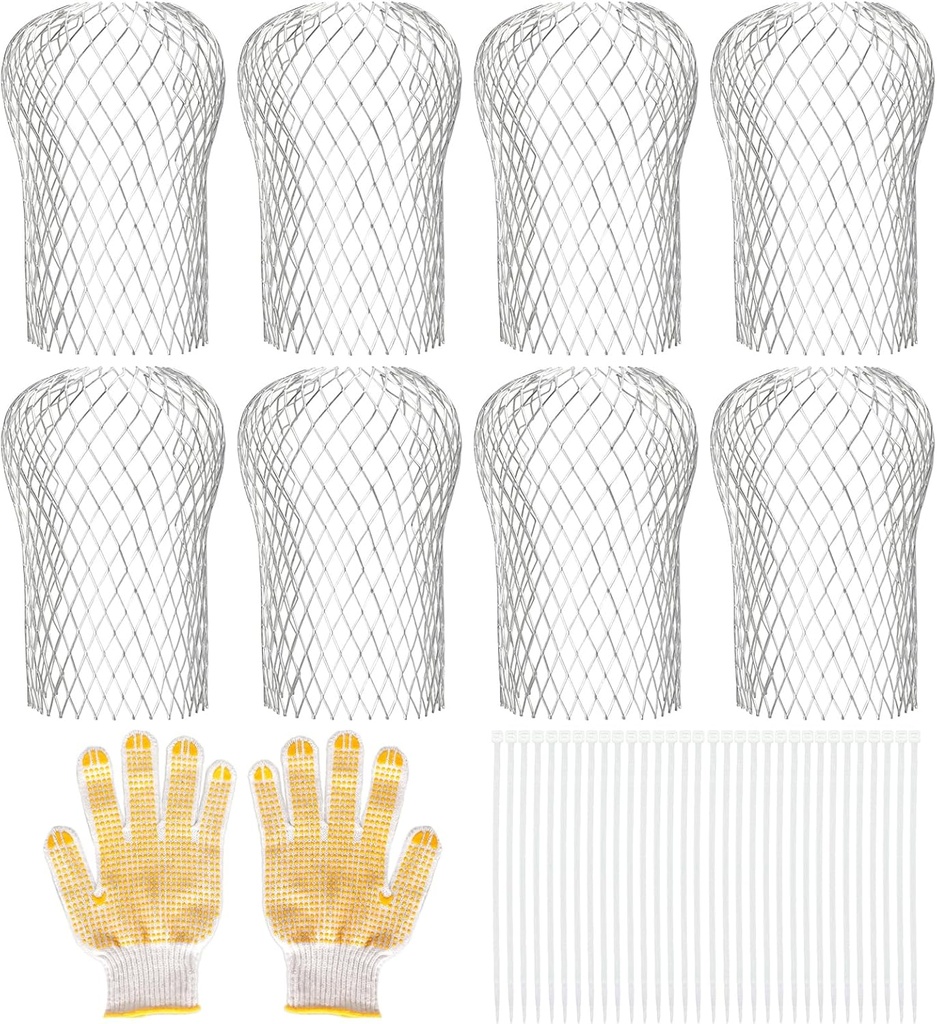 CONLI 4 Pack Gutter Guard, 3.5 Inch Expandable Aluminum Downspout Filter, Leaf Guards for Gutters, Gutter Downpipe Guard for Preventing Blockage from Leaves, Debris