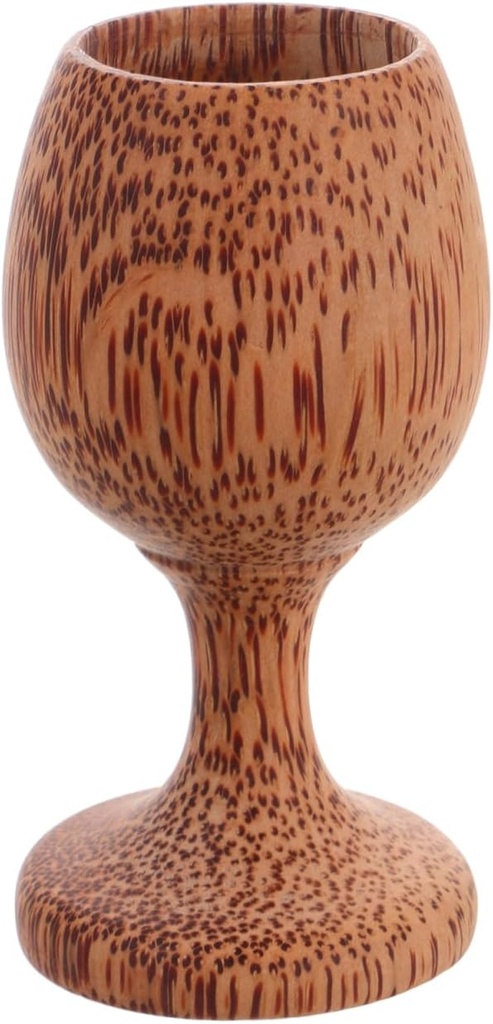 Ciieeo Wooden High-Footed Wine Glass Round Stem Wine Chalice Modern Wood Glasses 4.72 Inch