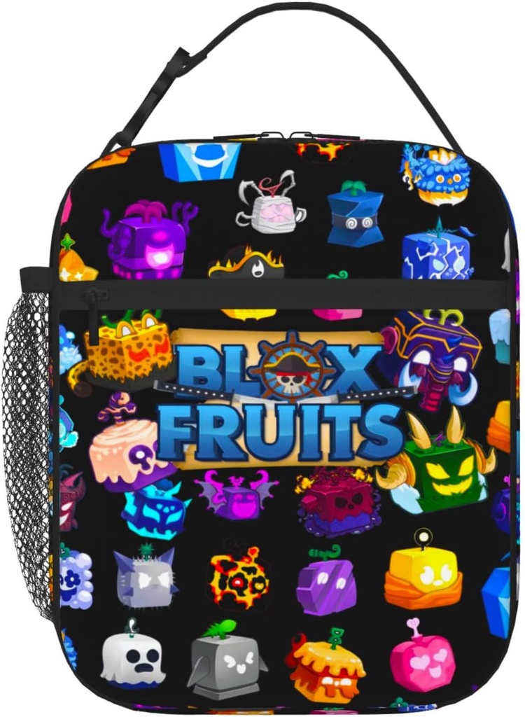 Generic Game Fruits Lunch Bag Game Box Lunch Bag Adjustable Shoulder Strap Cartoon Lunch Box For Work Picnic, BlackBlox