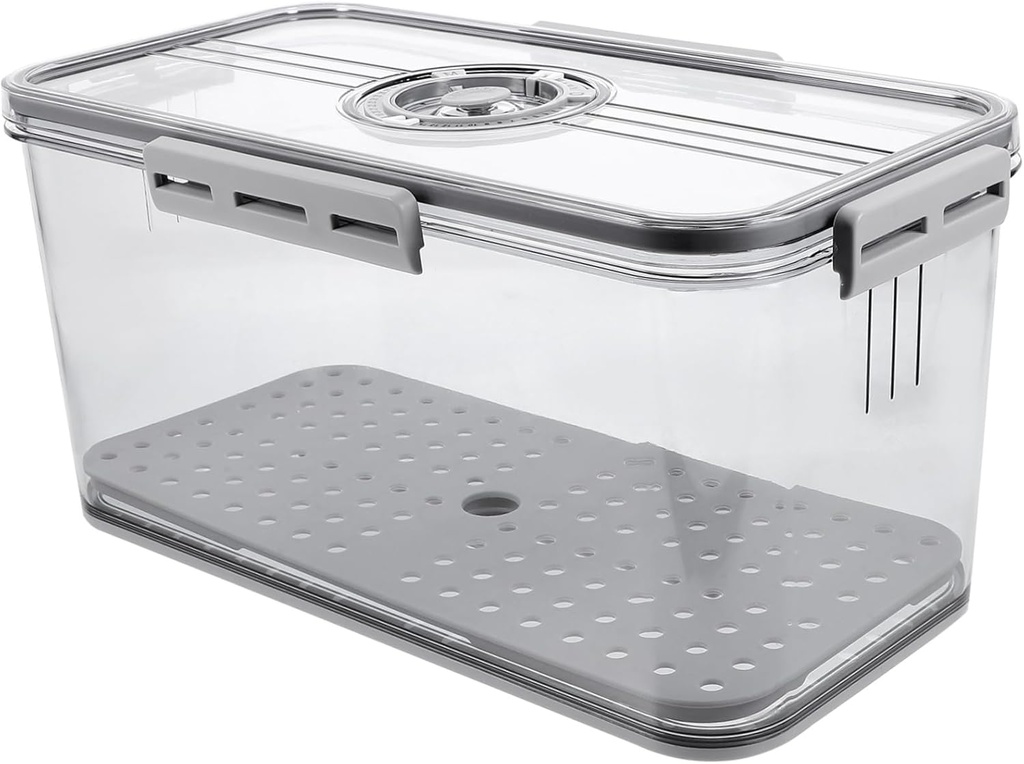 Cabilock Airtight Timing Recording Bread Storage Container with Lid Plastic Food Organizer for Kitchen Counter Stackable Fridge Box for Bread Fruits and Vegetables