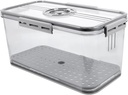 Cabilock Airtight Timing Recording Bread Storage Container with Lid Plastic Food Organizer for Kitchen Counter Stackable Fridge Box for Bread Fruits and Vegetables