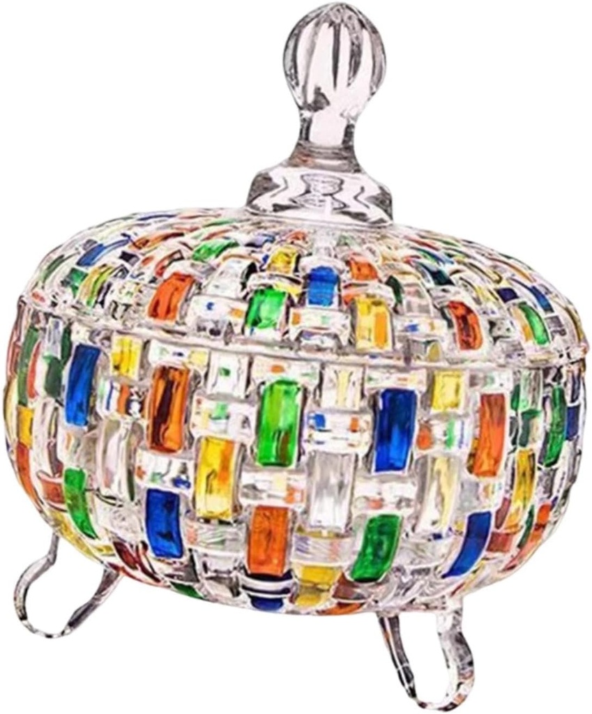 DYNWAVE Candy Jar with Lid Jewelry Box Bowl Great Gift for Family Friends Home Decoration Large Candy Dish for Snacks Wedding Cookies, Colorful