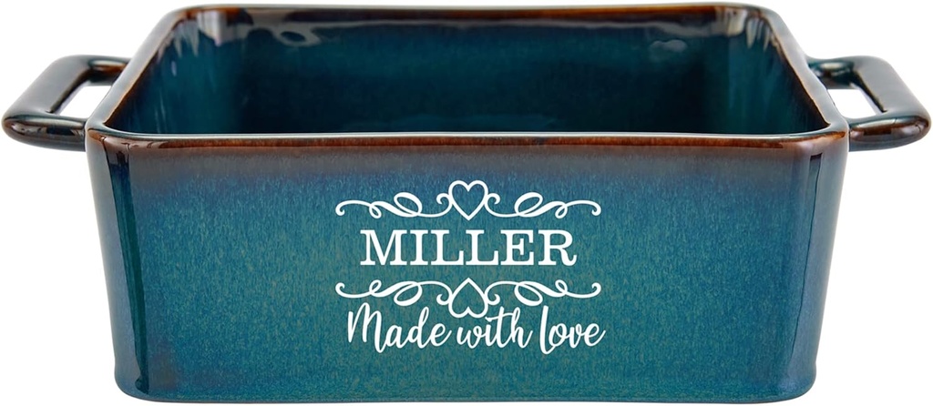 Let's Make Memories Personalized Made With Love Stoneware Square Baker - Cookware - For Her - Teal