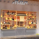 Metal Wine Rack Bar Shelves With LED Light Wall Mounted Kitchen Storage With Wine Glass Holder Liquor Shelf Large Floating Bar Liquor Bottle Whiskey Display Shelf for Kitchen Dining Room Bar Decoratio