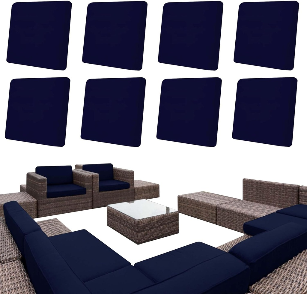 8Pcs Patio Cushion Stretch Covers, Outdoor Cushion Cover Replacement, Yard Sofa Couch Slipcovers for Patio Furniture Cushion Covers, Outdoor Waterproof Soft Flexibility Protector-Navy