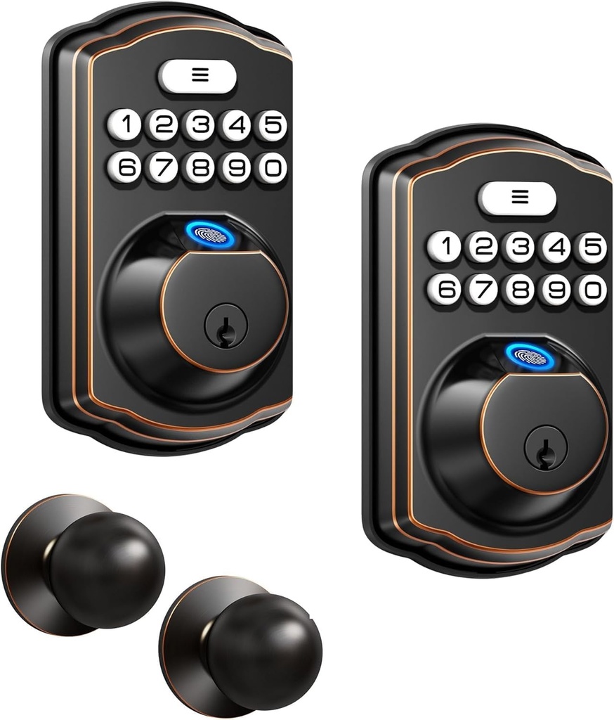 Veise KS02A and KS02C Door Lock with Handle Set Bundle, Oil Rubbed Bronze