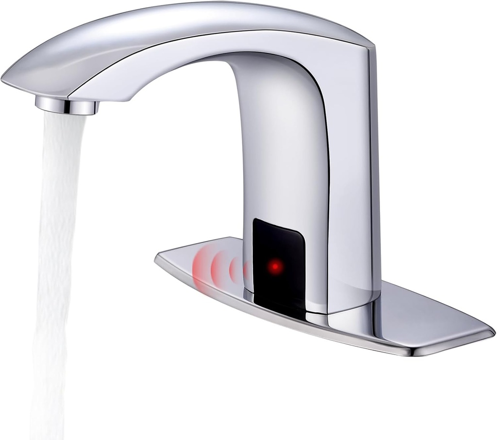 Gangang Commercial Touchless Bathroom Sink Faucet Cold and Hot Water Automatic Motion Sensor Basin Tap Mixer with Mixing Valve and Cover Plate (FBA 2)