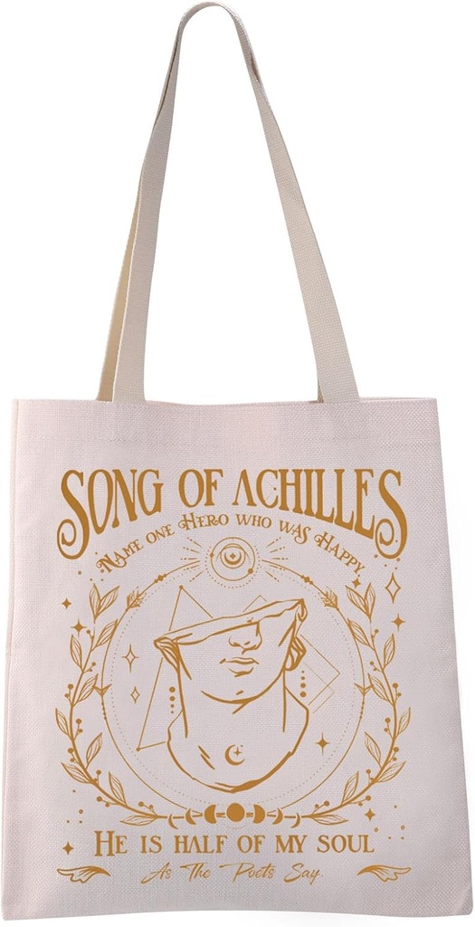 VAMSII Book Lover Inspired Tote Bag Greek Mythology Gift Ach-illes And Pa-troclus Shopping Bag (S OF ACHILLES tote)