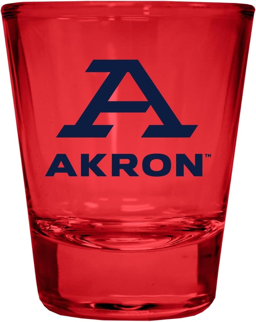 R and R Imports Akron Zips Full Color 2 oz Shot Glass Red Officially Licensed Collegiate Product 4-Pack