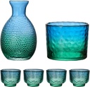 Glass Sake Set Sake Drinkware Japanese Sake Pot Sake Dispenser 4 Sake Cups +1 Sake Pot + 1 Vessel Cup Sake Set Glasses