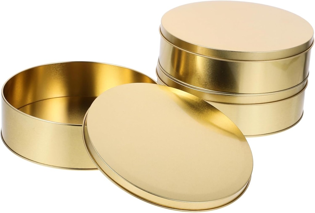 3pcs Round Tinplate Cookie Candy Box Holiday Treat Jar Storage Box for Gourmet Cookies