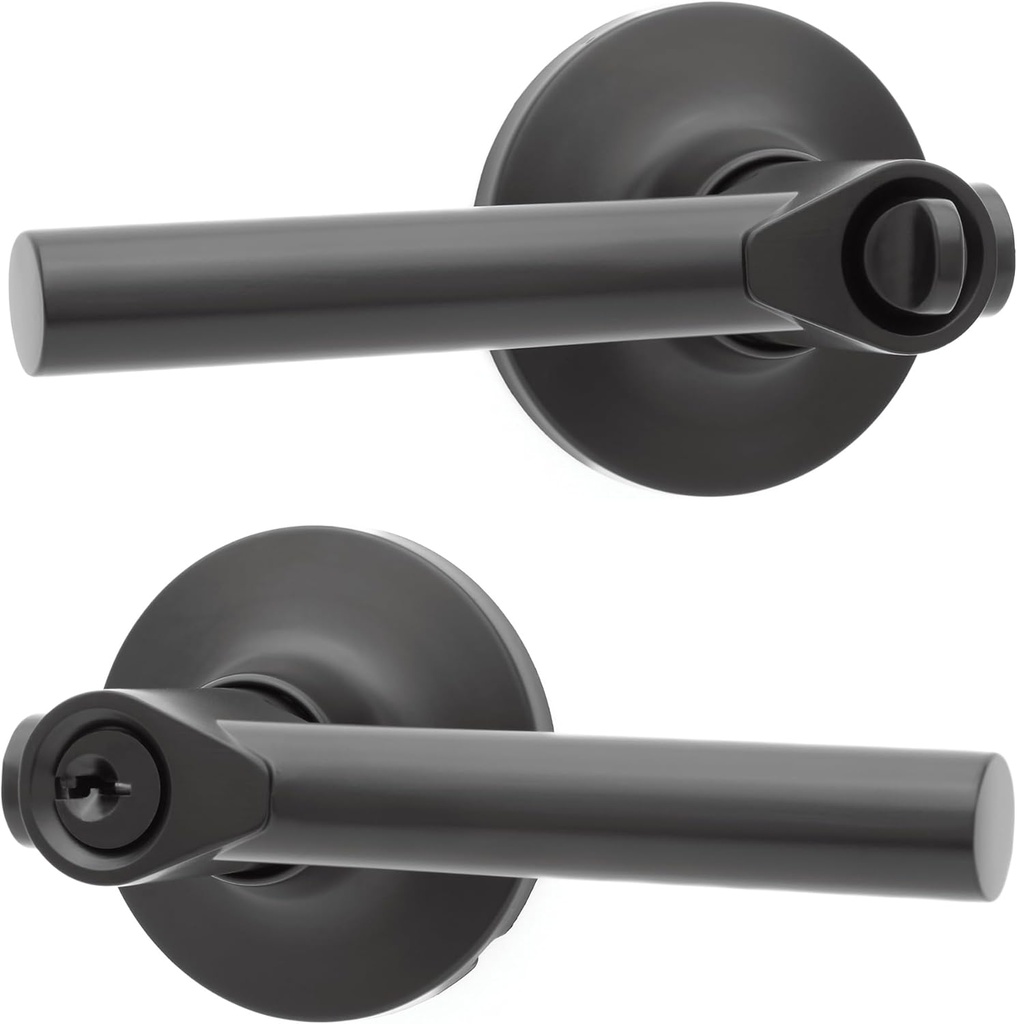 Honeywell Safes & Door Locks Interior Door Handle – Lever Door Handle with Reversible Design, Matte Black, Keyed Entry Function, Easy-to-Install Door Handles for Home & Office - 8108608