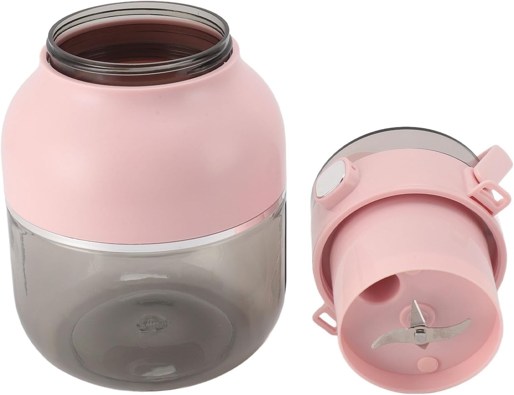 Portable Blender Cup Electric Juicer Cordless 500ML USB Rechargeable Mini Blender Cup with Straw (Pink)