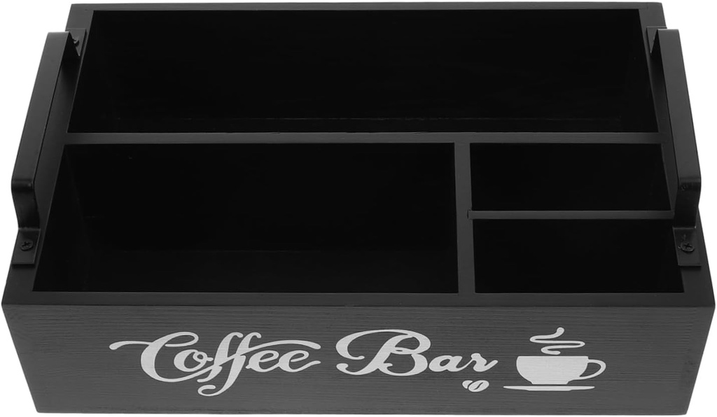 Ciieeo Cafe Supply Storage Box Wooden Coffee Bar Organizer Tea Condiment Organizer Station Countertop Storage