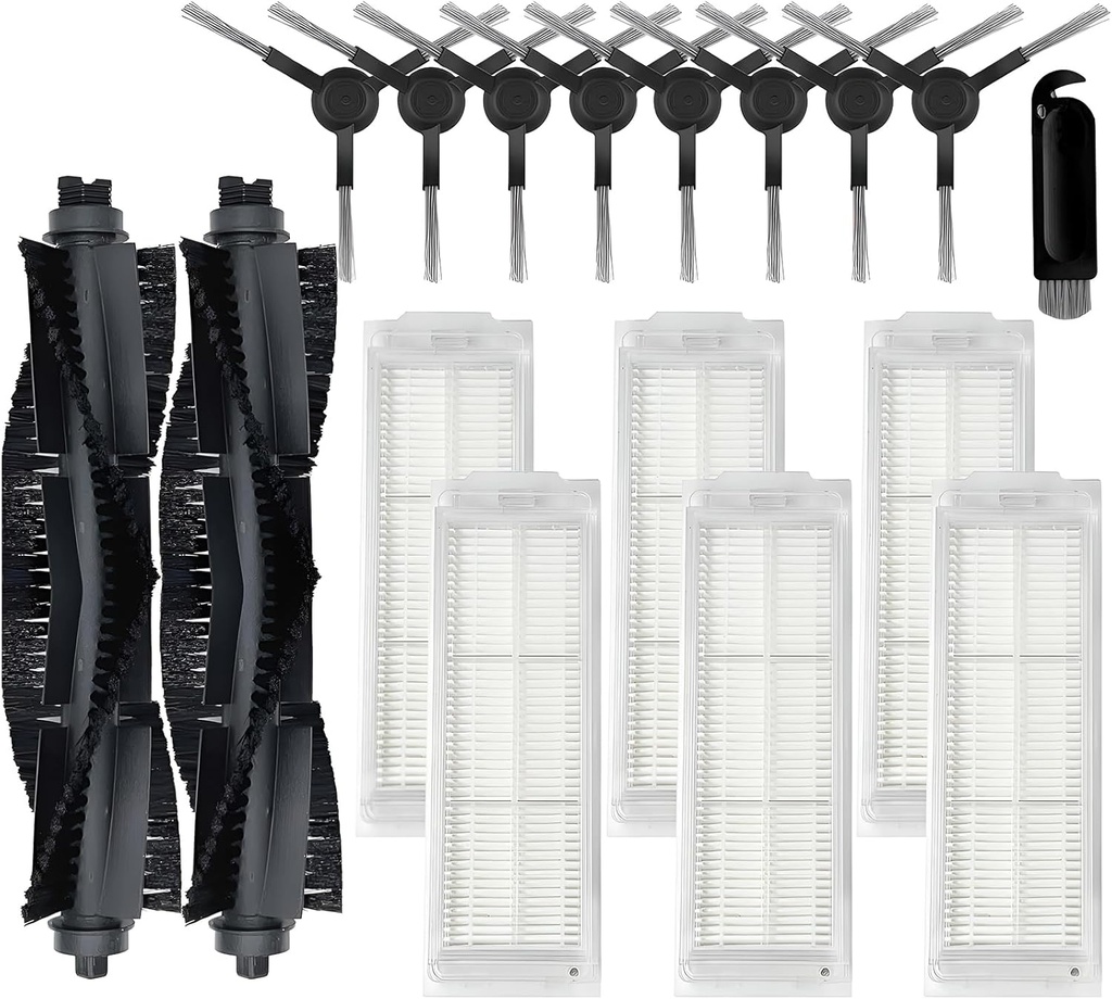 WVCR200S Accessories Kit for WYZE Robot Vacuum Cleaner WVCR200S Replacement Parts Kit, 2 Main Roller Brush, 6 Hepa Filter, 8 Side Brush, 1 Cleaning Tools (17PCS)