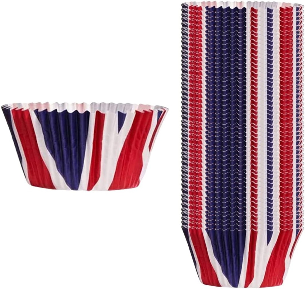 50Pcs Union Cupcake Cases, Party Mini Baking Muffin Cupcake Case King Charles III Coronation Cupcake Cases Decoration for King Charles the Third Street Party, cupcake cases