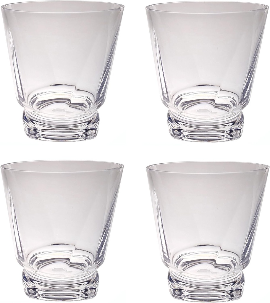 QG 14 Ounce Acrylic Plastic Drinking Glass with Twisted Base Tumbler Set of 4 Clear