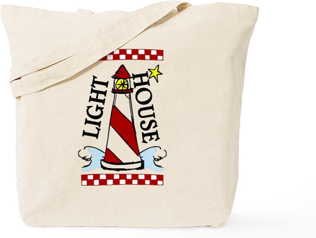 CafePress Light House Tote Bag Reusable Natural Beige Canvas Shopping Bag