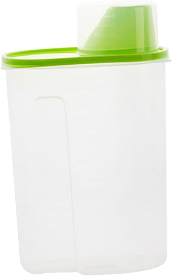 PRETYZOOM Clear Airtight Large Food Storage Container with Pour Spout and Measuring Cup for Grains Beans Cereal Rice Nuts Dampproof Kitchen Pantry Organizer in Green