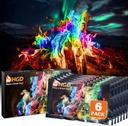 HGD (6 Pack) Magic Campfire Fire Color Changing Packets for Fire Pit, Indoor/Outdoor Fireplace, Bonfire - Rainbow Magical Flame, Camping Accessory, Compatible with Wood