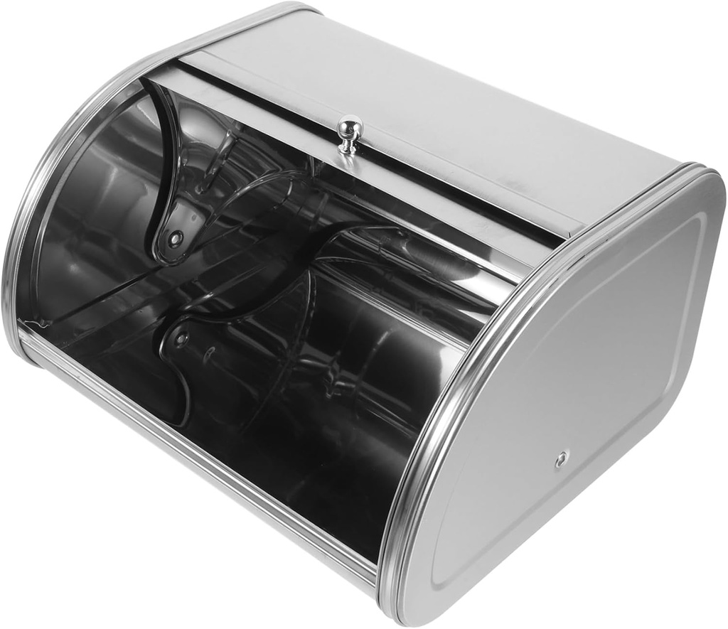 Metal Bread Box for Kitchen Bread Storage Container with Cover for Organizing Bagels and Snacks Countertops