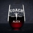 Custom Gymnastics Coach Gift, Laser Engraved Wine Glass for Gymnastics Coach Personalized Name And Years, Great Retirement Gift, End Of Season Celebrations And Special Occasions