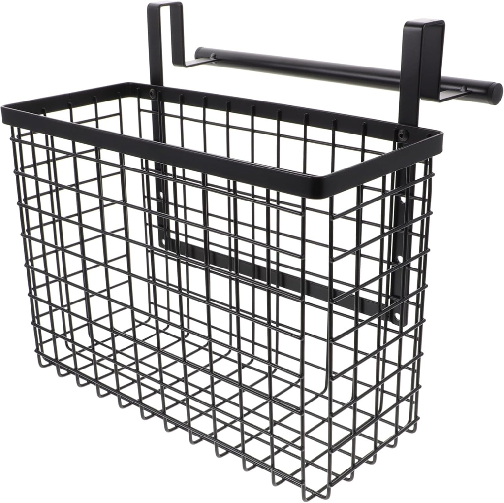 PRETYZOOM Hanging Wire Basket for Cabinet Door Black Kitchen Storage Holder for Seasoning Bottles Vegetables and Fruit Easy to Install Nail Design Space-saving