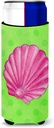 Caroline's Treasures Pink Sea Shell Green Polkadot Beverage Insulator Hugger, Slim, Multicolor