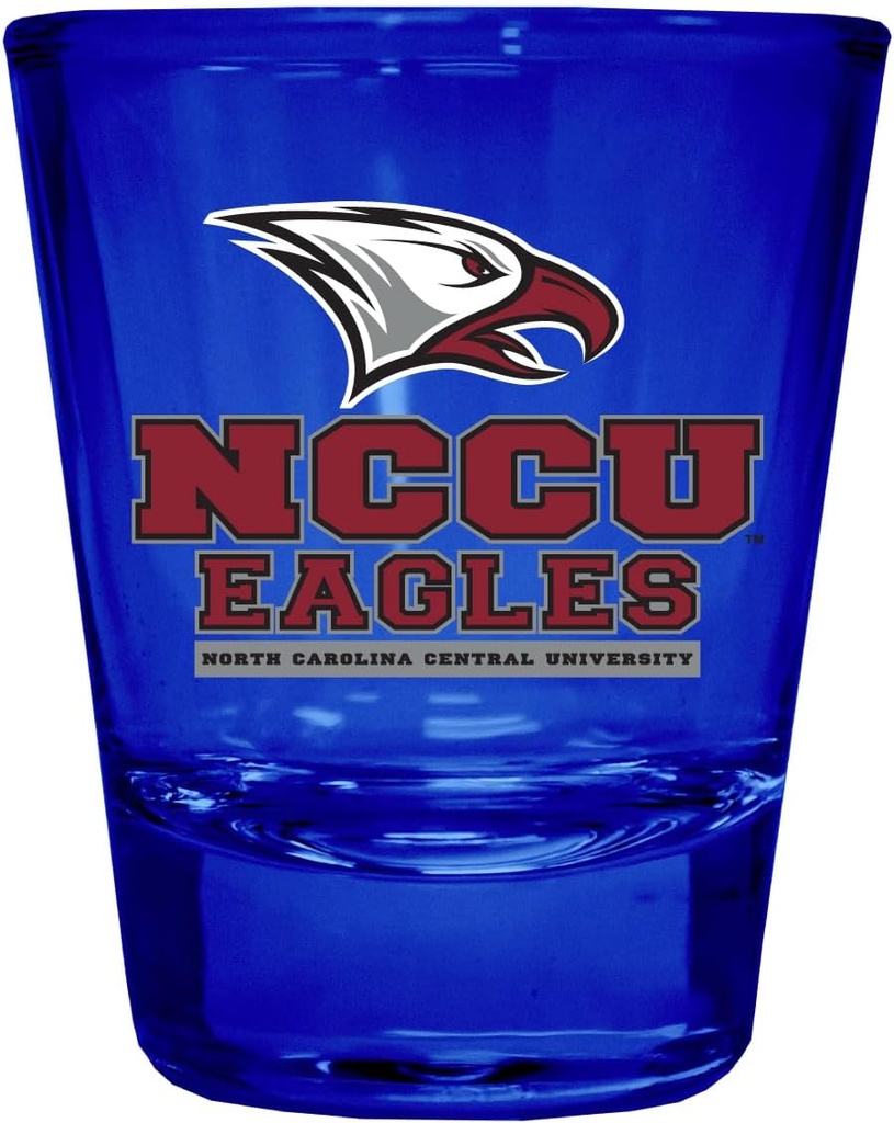 R and R Imports North Carolina Central Eagles Full Color 2 oz Shot Glass Blue Officially Licensed Collegiate Product 4-Pack