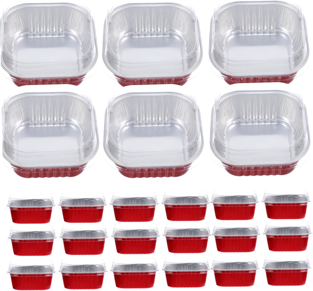 40 Sets Aluminum Foil Cake Boxes Tiramisu Baking Food Storage Boxes for Oven Microwave Air Fryer with High Lid