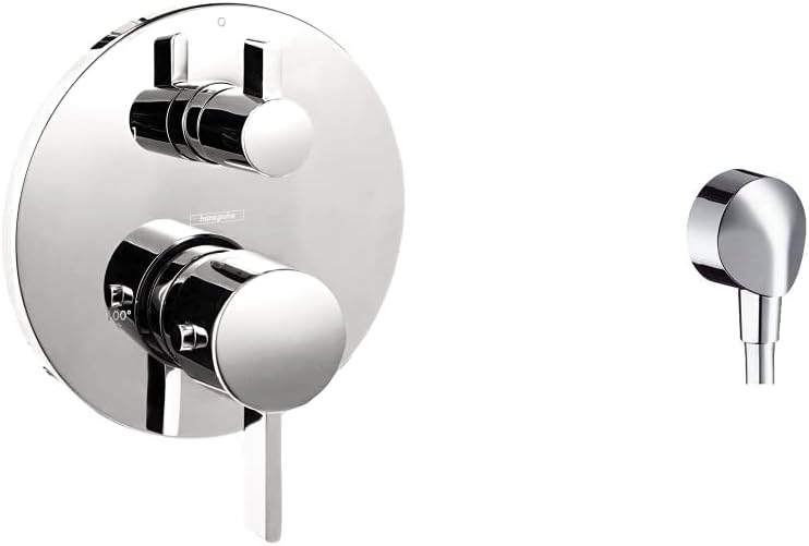 hansgrohe Ecostat Modern 2-Handle Thermostatic Trim and Round Wall Outlet