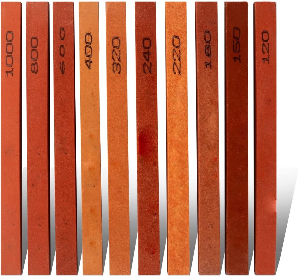 10pcs Sharpening Stone Set-10 Grit Assorted Sizes Whetstone Sharpener Polishing Honing Stone Kit 120#,150#,180#,220#,240#,320#,400#,600#,800#,1000#(5.9x0.47x0.24Inch)