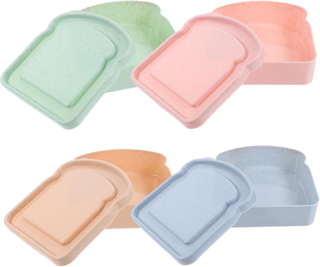 PRETYZOOM 4pcs Portable Lunch Box Toast Slice Waffle Containers Sandwich Boxes for Adults Reusable Sandwich Containers Sealing Lids Compact Storage for Bread