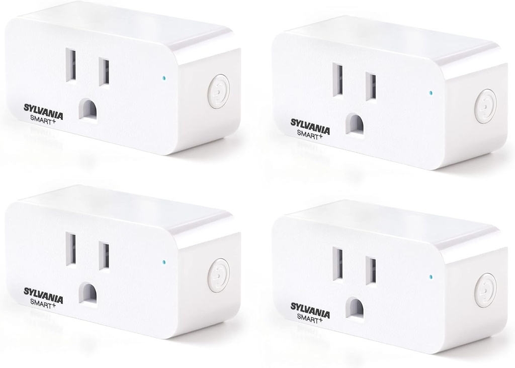 SYLVANIA Wifi Smart Plug, Voice Control, Compatible with Alexa and Google Home, Timer, On/Off, White - 4 Pack (75703)