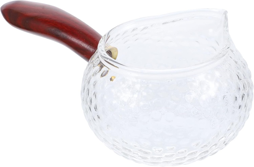Glass Tea Milk Cup with Wood Handle Delicate Milk Pourer Spout for Espresso
