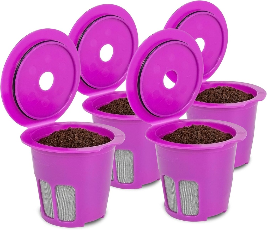 Perfect Pod Cafe Flow 1-Stream Reusable Coffee Pod Filter 4-PACK- K Cup Capsule Compatible with Keurig K-Mini Plus, K-Duo, K-Slim and Select Single Coffee Makers (See Full Compatibility Chart)
