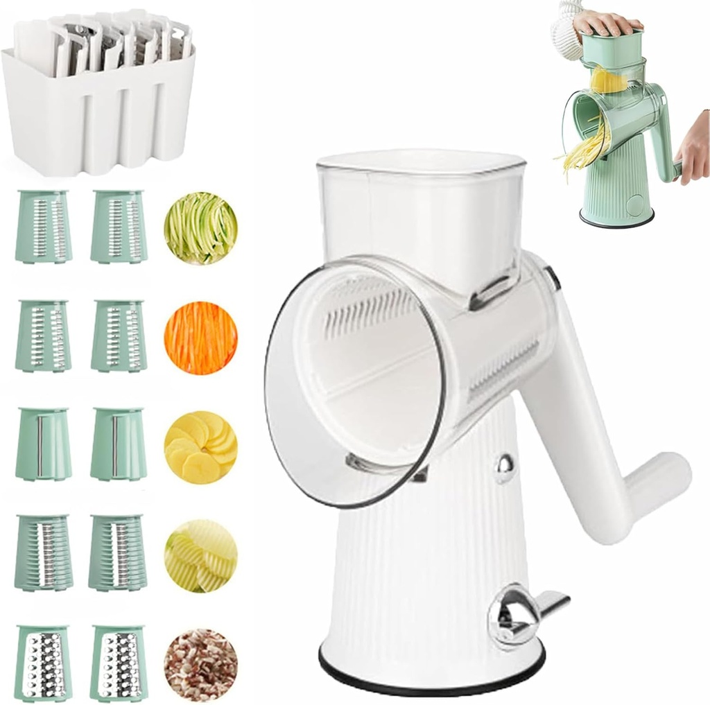 5 in 1 Food Chopper, 5 in 1 Rotary Cheese Grater Vegetable Slicer, Multifunctional Vegetable Cutter & Slicer