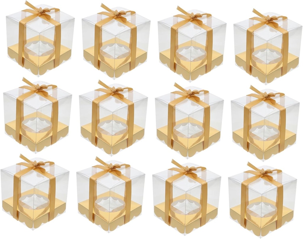 Cupcake Boxes Clear Packing Box Window Easy Assembly for Bakery Desserts