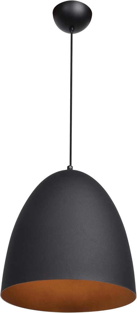 Nostalgia Round Dome Pendant - Matte Black Outer, Matte Gold Inner Diffuser