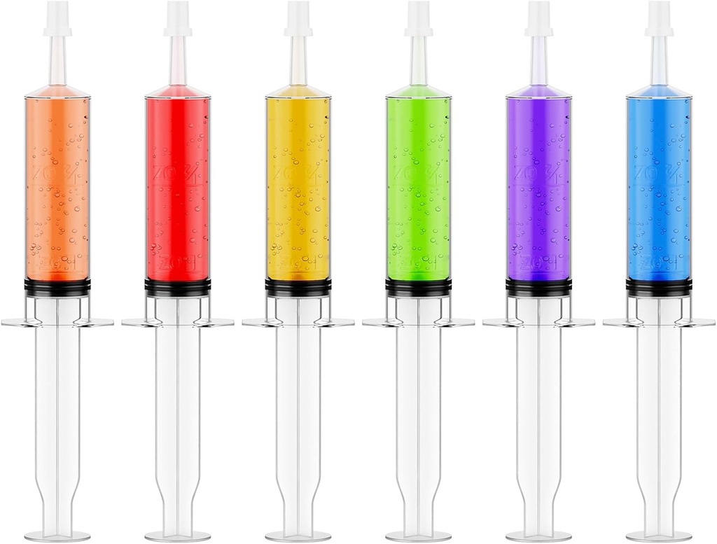 50 PACK 1.5 oz Halloween Jelly Syringes Shot, Medium Containers with Lids, Perfect for Plastic Shot Glasses or Jelly Cups, Great for Halloween Thanksgiving Christmas Party