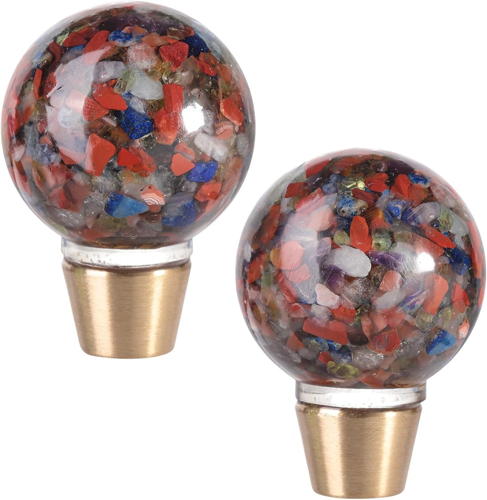 mookaitedecor Set of 2 Red Jasper Crystal Sphere Drawer Knobs with Screws, Resin Round Ball Stone Handles Pulls for Cabinets Cupboard Kicthen Door Wardrpbe