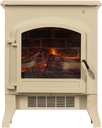 Country Living 18 Inch Infrared Freestanding Electric Fireplace Stove Heater in Cream | Provides Supplemental Zone Heat with Remote Control | Adjustable Flame Colors, Speeds, Brightness | Metal Body