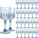 24 Pack Dusty Blue Plastic Wine Glasses, Vintage Plastic Goblets for Parties, Drinking Glasses Unbreakable Glassware Crystal Water Goblets Reusable Drinkware for Wedding Reception Grand Event Party
