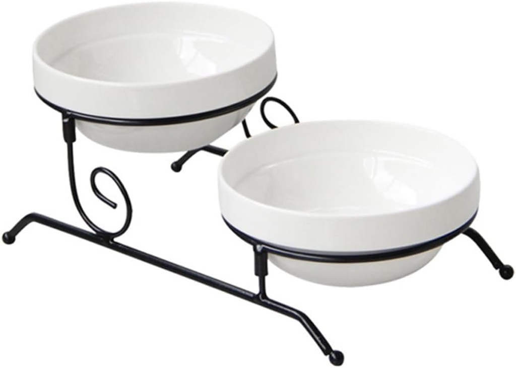 Happyyami Double-Layer Cake Stand Removable Ceramic Bowls Iron Display Holder for Cupcakes and Desserts for Parties and Events