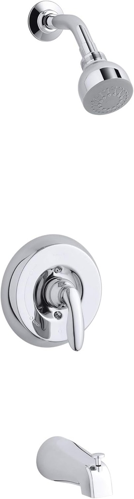 Kohler PLS15601-4S-CP Coralais bath and shower valve trim with lever handle and slip-fit spout, less showerhead, project pack