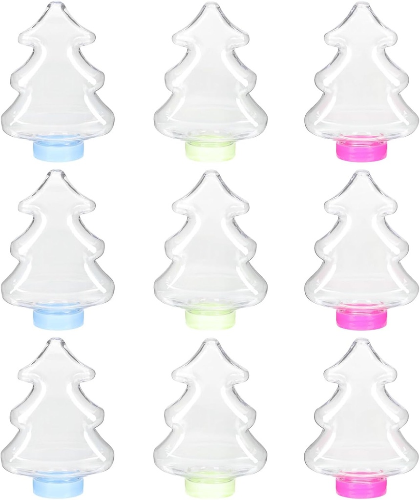 Luxshiny 25pcs Christmas Tree Shaped Candy Boxes Xmas Tree Cookie Jars Plastic Fillable Ornaments Biscuits Jars for Christmas Wedding Birthday Party Favors