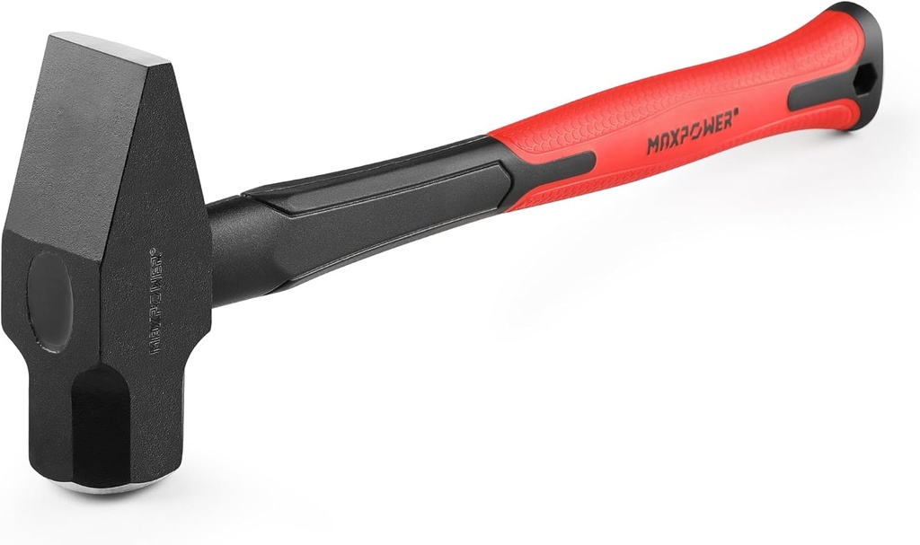 MAXPOWER 3LB Cross Pein Hammer, with 12-7/8" Fiberglass Handle, Drop Forged Steel Head