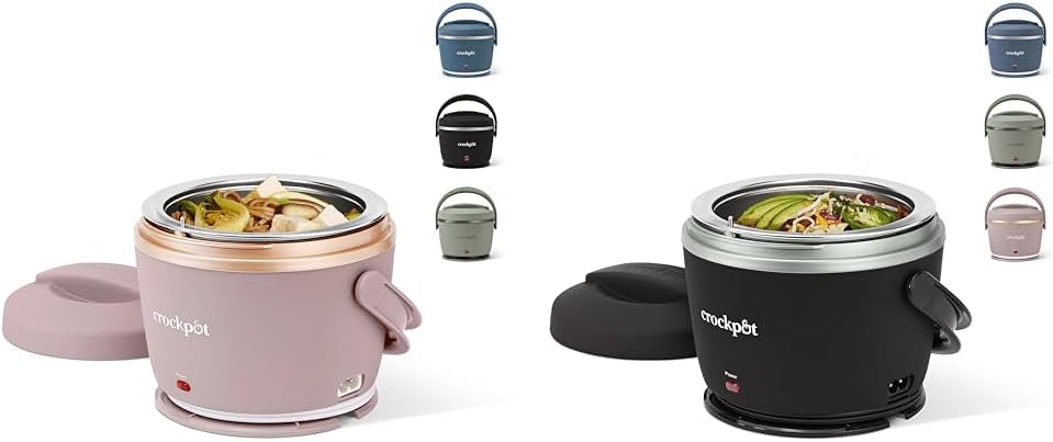 Crock-Pot Electric Lunch Box & Electric Lunch Box, Portable Food Warmer for Travel, Car, On-the-Go, 20-Ounce, Black Licorice | Keeps Food Warm & Spill-Free | Dishwasher-Safe | Gifts for Women, Men